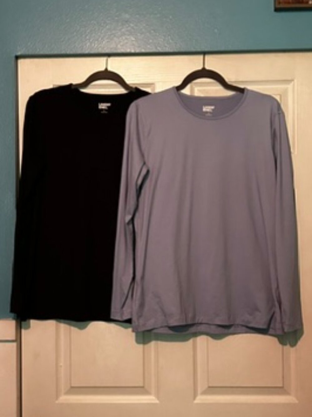 Two Pre-Owned Lands' End L/S Tops - Large (14-16)